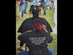 A soft crown braid flowing into a neat tail—simple, secure, and full of grace.