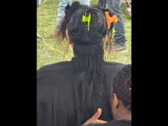 A soft crown braid flowing into a neat tail—simple, secure, and full of grace.