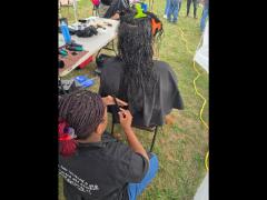 A soft crown braid flowing into a neat tail—simple, secure, and full of grace.