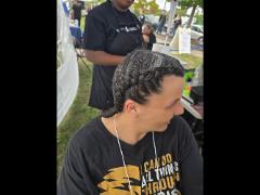 A soft crown braid flowing into a neat tail—simple, secure, and full of grace.