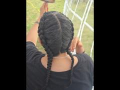 A soft crown braid flowing into a neat tail—simple, secure, and full of grace.