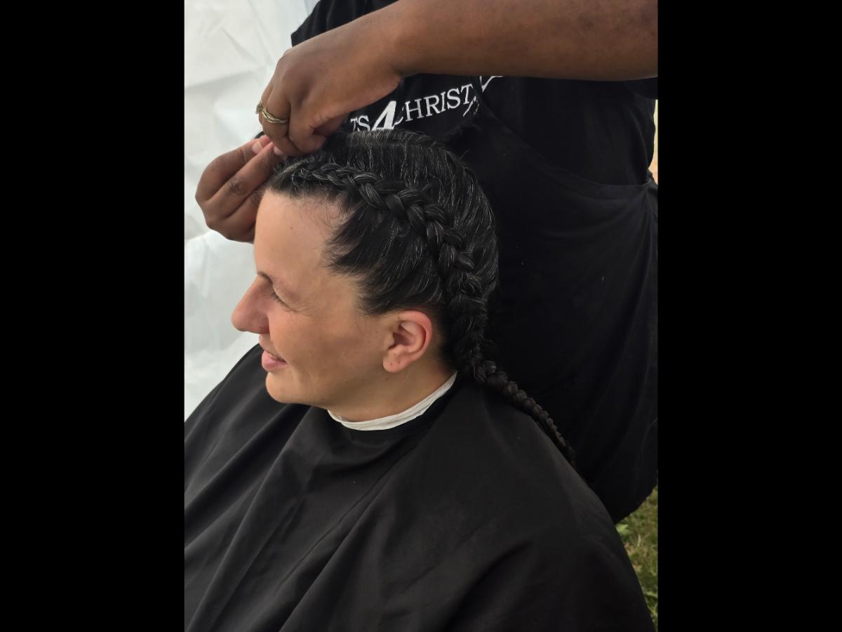 A soft crown braid flowing into a neat tail—simple, secure, and full of grace.