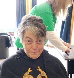 Val getting a haircut